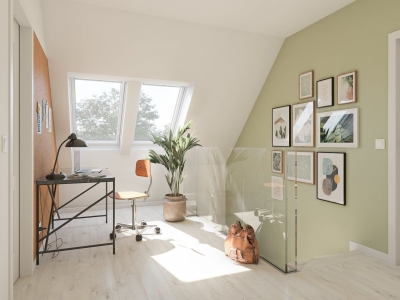 Bureau après la combinaison de 2 fenêtres juxtaposées VELUX JUMO