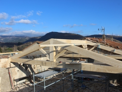 Montage de la panne faîtière en bois lamellé collé.JPG