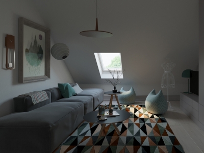 salon AVANT avec une fenêtre de toit VELUX