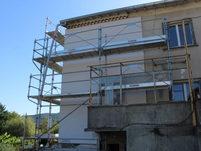 Travaux en cours, ITE par enduit sur polystyrène expansé.JPG
